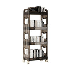 SOGA 38x24x90cm Black 4 Tier Bookshelf & Cosmetic Storage Organizer Trolley Rack $ 77.90
