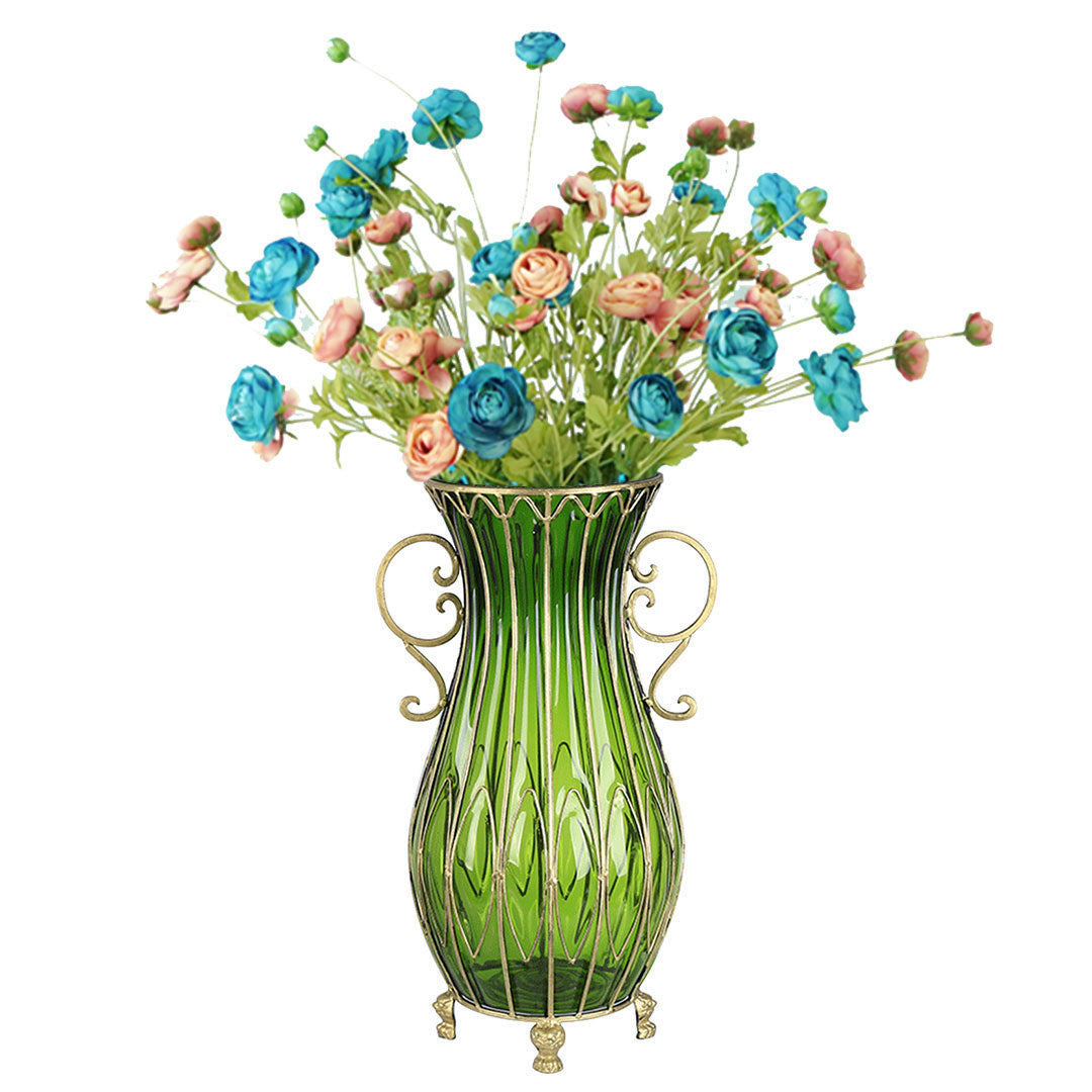 SOGA 51cm Green Glass Tall Floor Vase with 12pcs Artificial Fake Flower Set $ 466.90