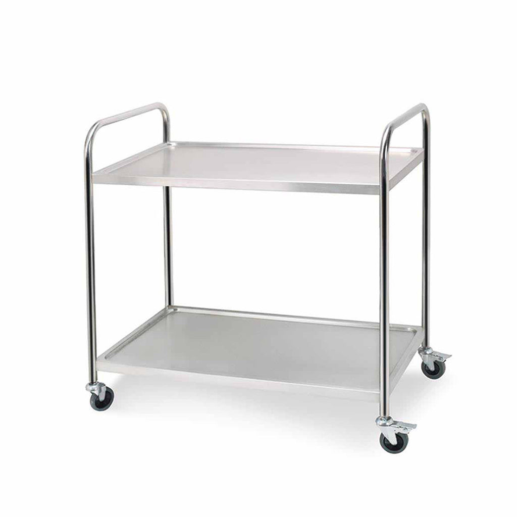 SOGA 2 Tier Stainless Steel Kitchen Dinning Food Cart Trolley Utility Round 86x54x94cm Large $ 243.50
