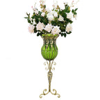 SOGA 85cm Green Glass Tall Floor Vase and 12pcs White Artificial Fake Flower Set $ 511.50