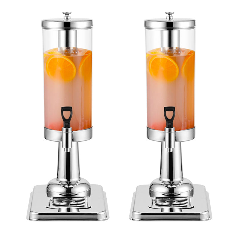 SOGA 2X Single 3L Silver Stainless Steel Beverage Dispenser Ice Cylinder Clear Juicer Hot Cold Water Jug $ 301.90