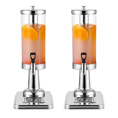 SOGA 2X Single 3L Silver Stainless Steel Beverage Dispenser Ice Cylinder Clear Juicer Hot Cold Water Jug $ 301.90