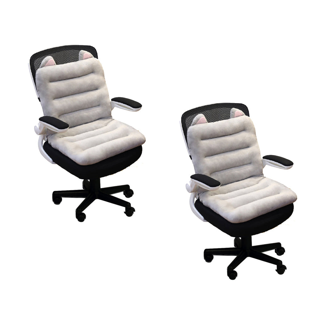 SOGA 2X Grey One Piece Siamese Cushion Office Sedentary Butt Mat Back Waist Chair Support Home Decor With Cat Ears $ 99.50