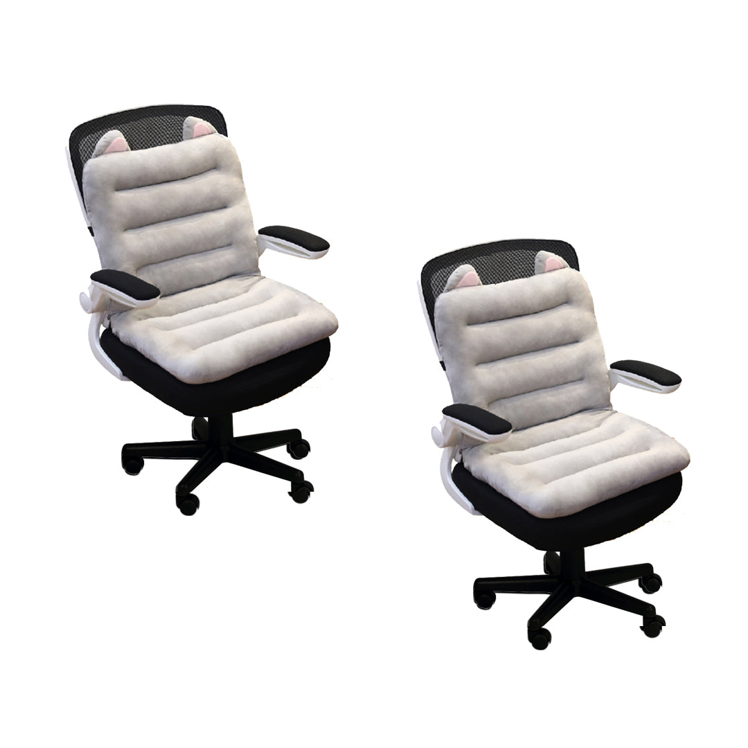 SOGA 2X Grey One Piece Siamese Cushion Office Sedentary Butt Mat Back Waist Chair Support Home Decor With Cat Ears $ 99.50