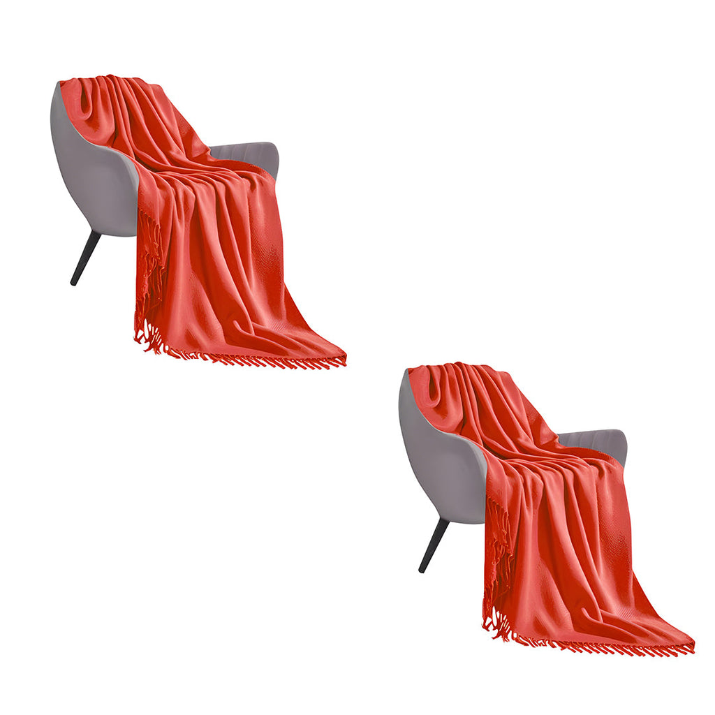 SOGA 2X Orange Acrylic Knitted Throw Blanket Solid Fringed Warm Cozy Woven Cover Couch Bed Sofa Home Decor $ 151.50