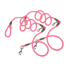 SOGA 2X 220cm Multifunction Hands-Free Rope Pet Cat Dog Puppy Double Ended Leash for Walking Training Tracking Obedience Pink