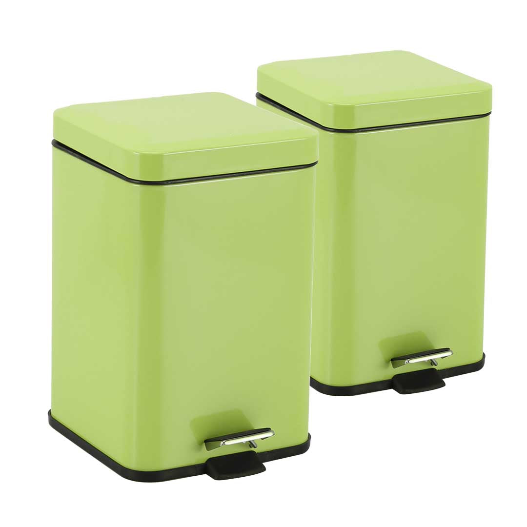 SOGA 2X Foot Pedal Stainless Steel Rubbish Recycling Garbage Waste Trash Bin Square 12L Green $ 161.90