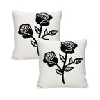 SOGA 2X 45cm White Black Rose Floral Embroidered Throw Pillow $ 129