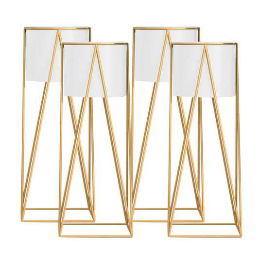 SOGA 4X 70cm Gold Metal Plant Stand with White Flower Pot Holder Corner Shelving Rack Indoor Display $ 337.90