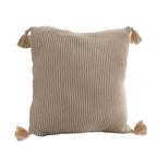 SOGA 45cm Khaki Wabi-Sabi Raised Pillow Cotton Striped Large Tassel Square Pillow Throw Pillow $ 66.90