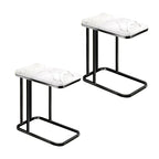 SOGA 2X 30x50x58cm White Ceramic Sofa Side Square Mini Table w/ Black Metal Legs $ 138.50