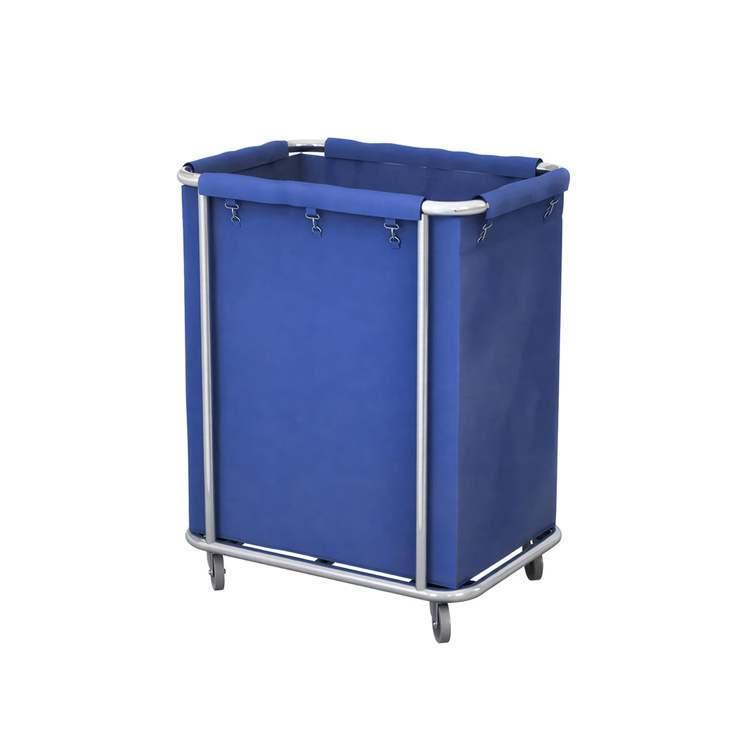 SOGA Stainless Steel Commercial Square Soiled Linen Laundry Trolley Cart with Wheels Blue