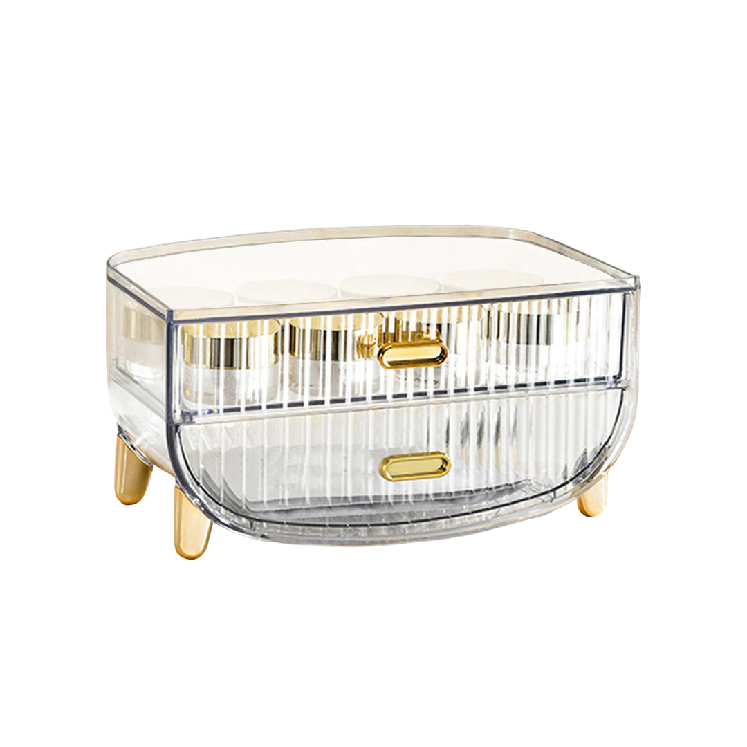 SOGA 2 Tier Transparent Multifunctional Countertop Cosmetic Storage Makeup Skincare Holder Jewelry Cabinet Bathroom Desk Drawer Vanity Organiser $ 49.90