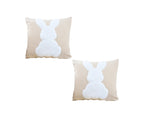 SOGA 2X 45cm Throw Pillow Light Tan Square Cushion with Soft White Rabbit Design Decorative Home Decor $ 90.90