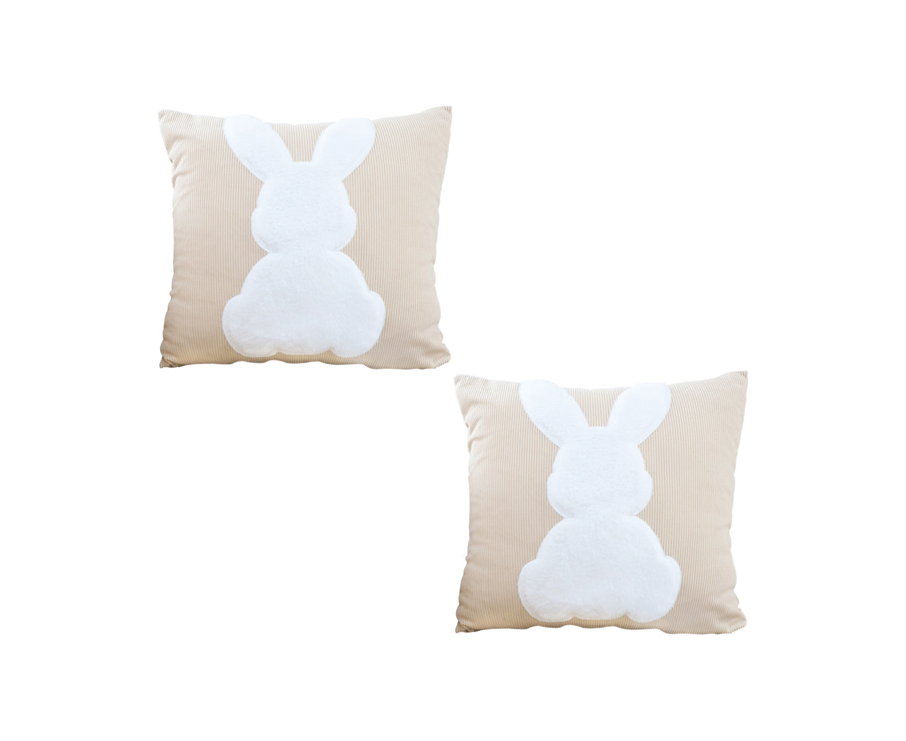 SOGA 2X 45cm Throw Pillow Light Tan Square Cushion with Soft White Rabbit Design Decorative Home Decor $ 90.90