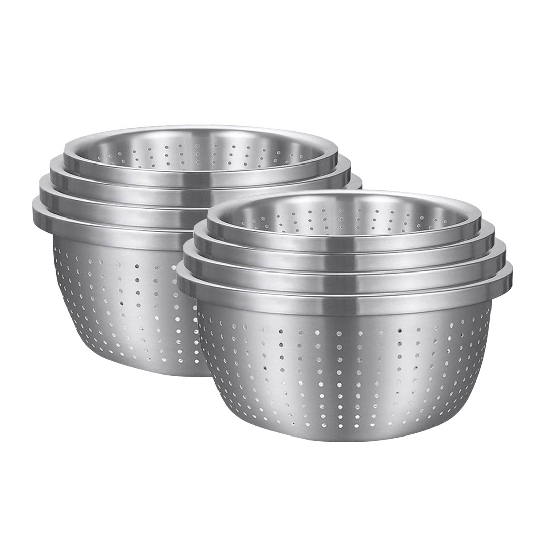 SOGA 2X Stainless Steel Nesting Basin Colander Perforated Kitchen Sink Washing Bowl Metal Basket Strainer Set of 4 $ 215.50
