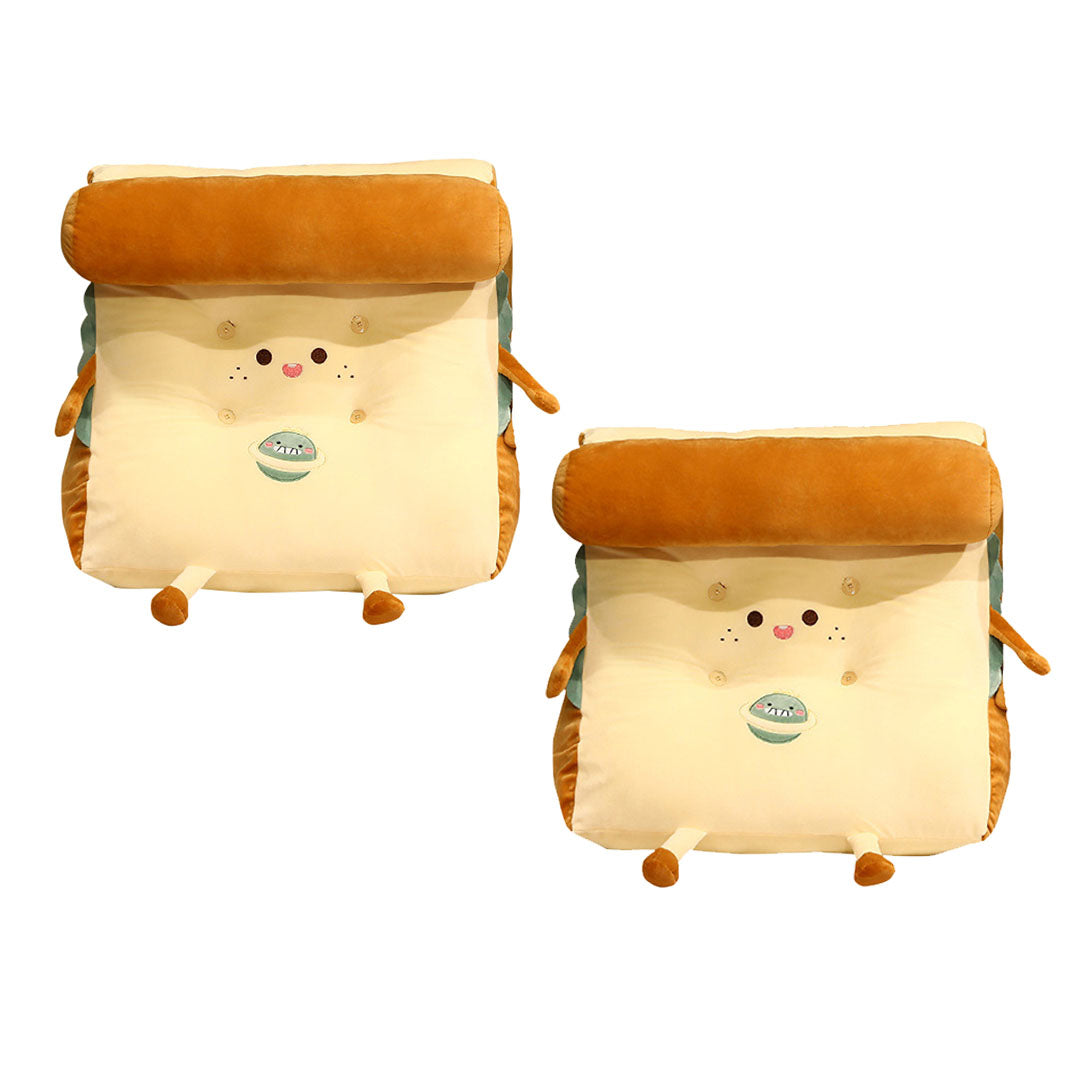 SOGA 2X Cute Face Toast Bread Wedge Cushion Stuffed Plush Cartoon Back Support Pillow Home Decor $ 155.50
