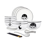 SOGA White Antler Printed Ceramic Dinnerware Set Crockery Soup Bowl Plate Server Kitchen Home Decor Set of 13 $ 97.90