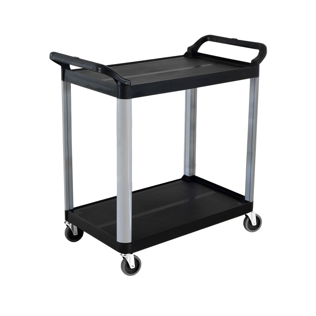 SOGA 2 Tier Food Trolley Portable Kitchen Cart Multifunctional Big Utility Service with wheels 845x430x940mm Black $ 166.90