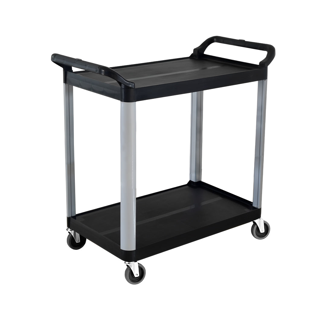 SOGA 2 Tier Food Trolley Portable Kitchen Cart Multifunctional Big Utility Service with wheels 845x430x940mm Black $ 166.90