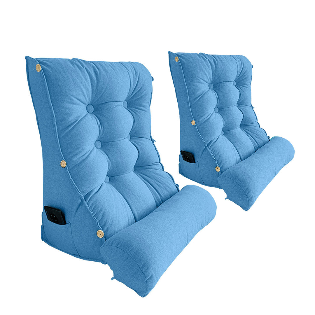 SOGA 2X 45cm Blue Triangular Wedge Lumbar Pillow Headboard Backrest Sofa Bed Cushion Home Decor $ 161.90