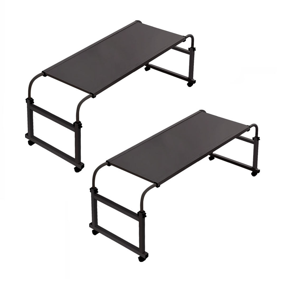 SOGA 2X 140x45cm Black Cross Bed Movable Desk Table w/ Adjustable Length & Height