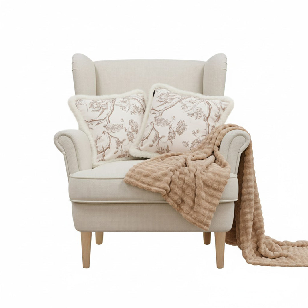 SOGA Home & Living Bundle – 2 Light Luxury French Plush Pillow & Camel Fuzzy Throw Blanket