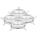SOGA 4X Stainless Steel Round Buffet Chafing Dish Cater Food Warmer Chafer with Glass Top Lid