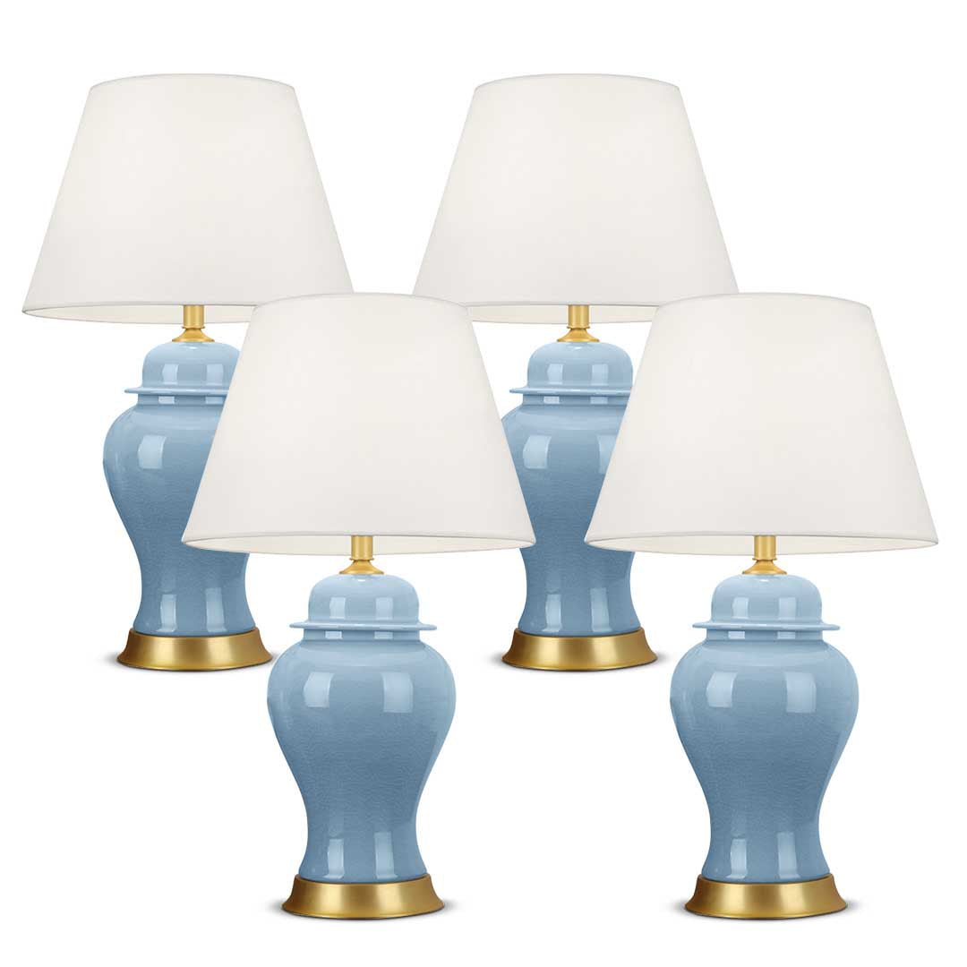 SOGA 4X Oval Ceramic Table Lamp with Gold Metal Base Desk Lamp Blue $ 810.90