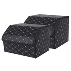 SOGA 2X Leather Car Boot Collapsible Foldable Trunk Cargo Organizer Portable Storage Box Black/Gold Stitch Medium $ 86.50