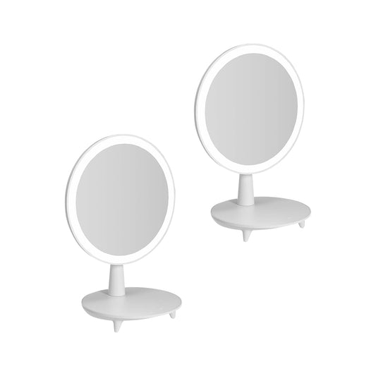 SOGA 2X Round White Rechargeable LED Light Makeup Mirror Tabletop Vanity Home Decor