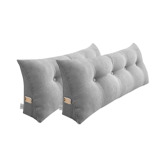 SOGA 2X 120cm Silver Triangular Wedge Bed Pillow Headboard Backrest Bedside Tatami Cushion Home Decor