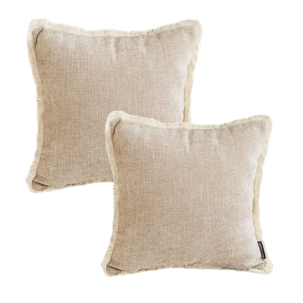 SOGA 2X 45cm Milk Coffee Home Aesthetic Chenille Texture Tassel Square Throw pillow $ 107.90