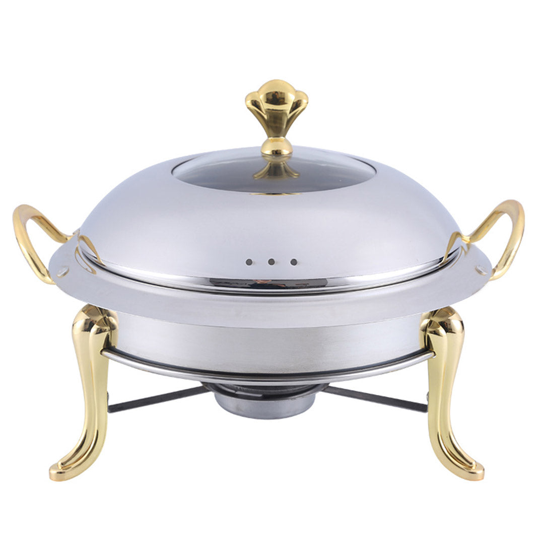 SOGA Stainless Steel Gold Accents Round Buffet Chafing Dish Cater Food Warmer Chafer with Glass Top Lid $ 102.50