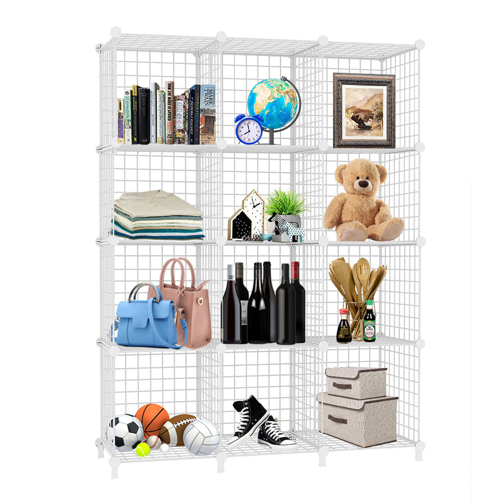 SOGA White Portable 12-Cube 3 Column Storage Organiser Foldable DIY Modular Grid Space Saving Shelf $ 138.90