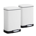 SOGA 2X Foot Pedal Stainless Steel Rubbish Recycling Garbage Waste Trash Bin Rectangular Shape 12L White $ 172.50