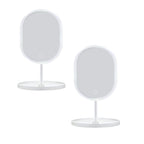 SOGA 2X 26cm White Oval Smart LED Makeup Bedroom Table Vanity Mirror Tricolor Adjustable Light $ 60.90