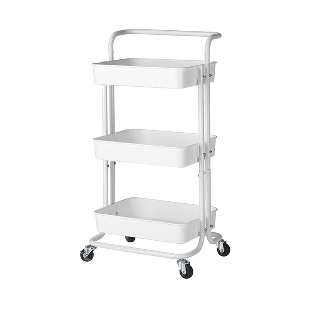 SOGA 3 Tier Steel White Movable Kitchen Cart Multi-Functional Shelves Storage Organizer with Wheels $ 55.50