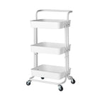 SOGA 3 Tier Steel White Movable Kitchen Cart Multi-Functional Shelves Storage Organizer with Wheels $ 55.50