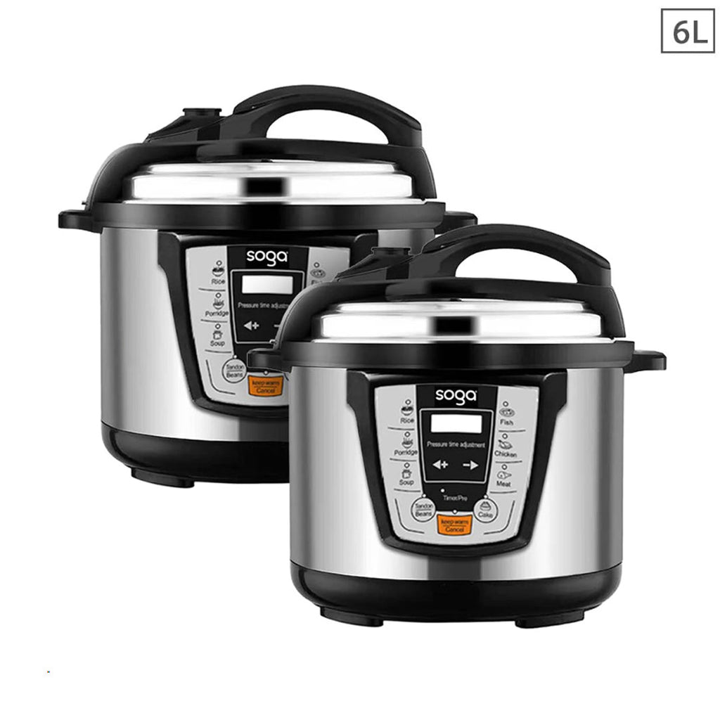 SOGA 2X Electric Stainless Steel Pressure Cooker 6L 1600W Multicooker 16 $ 273.90