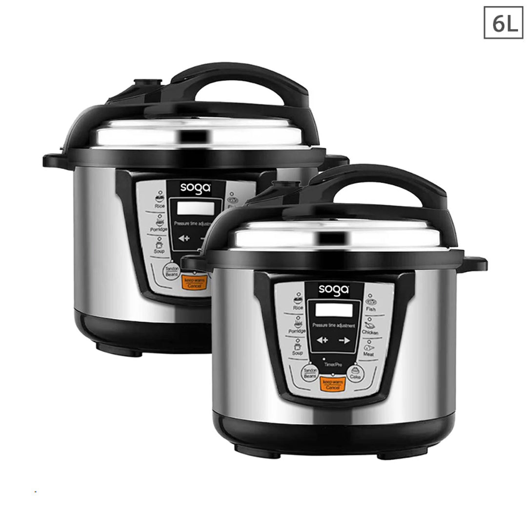 SOGA 2X Electric Stainless Steel Pressure Cooker 6L 1600W Multicooker 16 $ 273.90