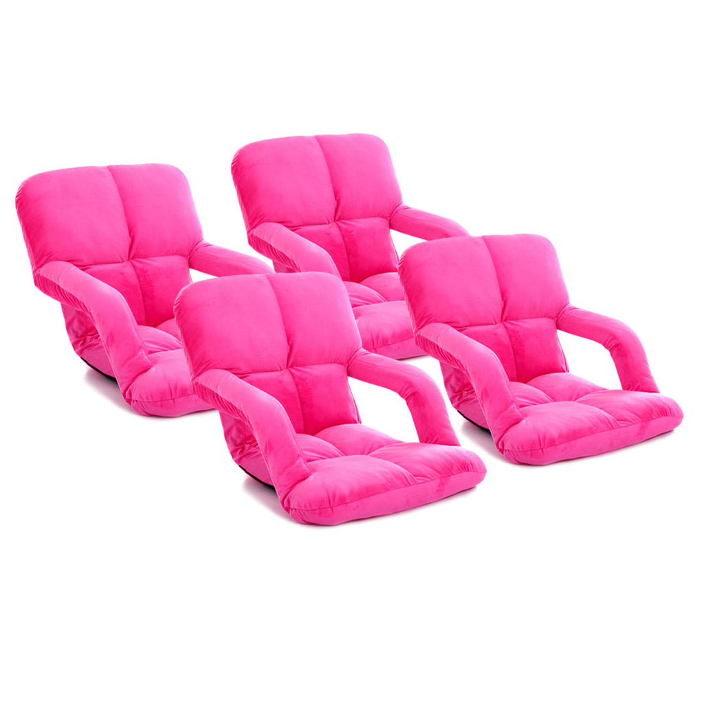 SOGA 4X Foldable Lounge Cushion Adjustable Floor Lazy Recliner Chair with Armrest Pink $ 344.50