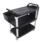 SOGA 3 Tier Food Trolley Food Waste Cart With Two Bins Storage Kitchen Black Large $ 300.50
