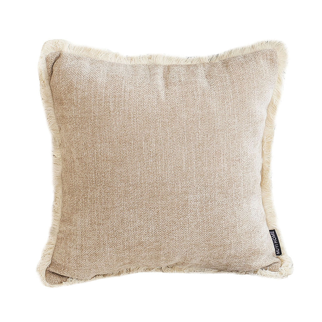 SOGA 45cm Milk Coffee Home Aesthetic Chenille Texture Tassel Square Throw pillow $ 55.50