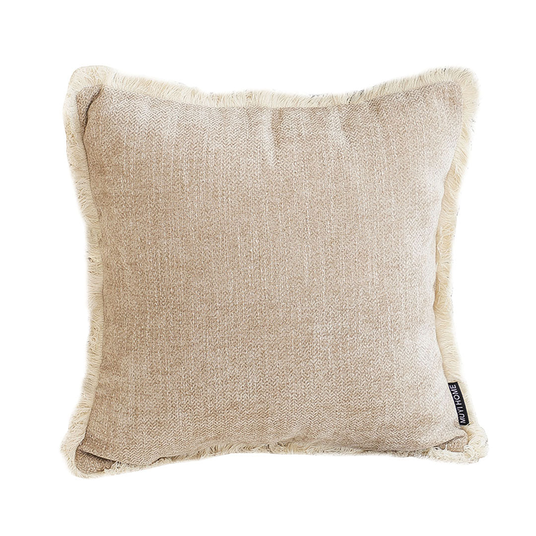SOGA 45cm Milk Coffee Home Aesthetic Chenille Texture Tassel Square Throw pillow $ 55.50