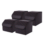 SOGA 4X Leather Car Boot Collapsible Foldable Trunk Cargo Organizer Portable Storage Box Black/Red Stitch Small $ 147.90