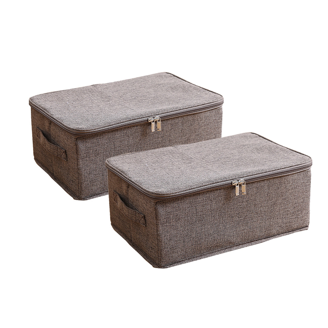 SOGA 2X Coffee Small Portable Double Zipper Storage Box Moisture Proof Clothes Basket Foldable Home Organiser $ 53.90