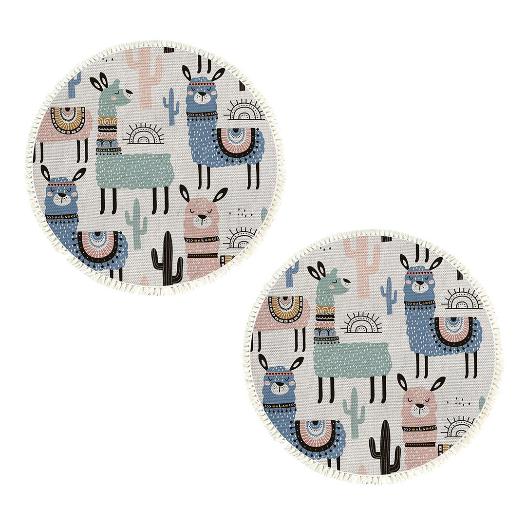 SOGA 2X 120cm Alpaca Cactus Pattern Rug Desert Animals Non-Slip Round Area Rugs for Living Room Dining Room $ 142.50