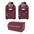 SOGA Car Bundle B – 2 Red Back Seat Storage Organizer & Collapsible Trunk Cargo Box