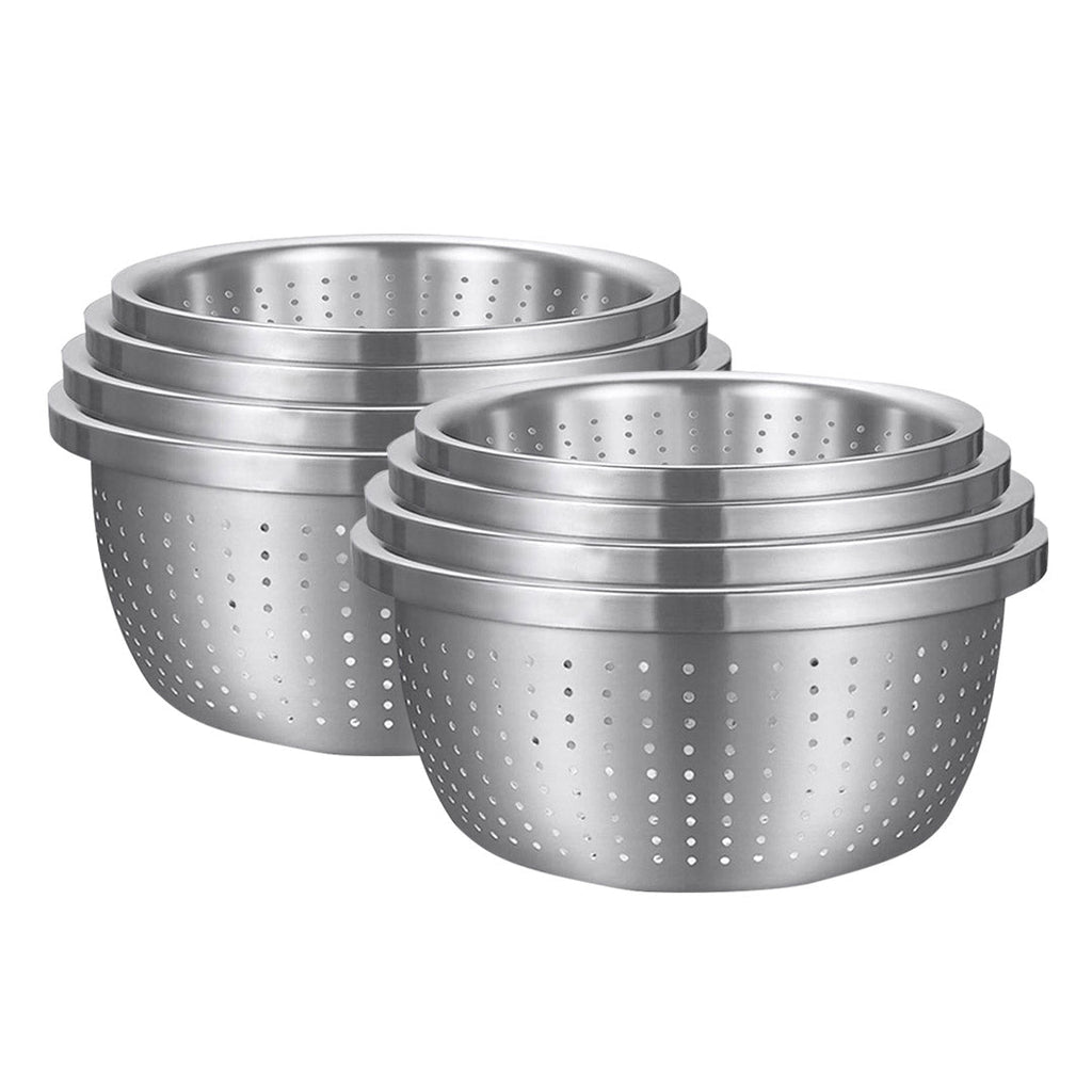 SOGA 2X Stainless Steel Nesting Basin Colander Perforated Kitchen Sink Washing Bowl Metal Basket Strainer Set of 4 $ 193.90